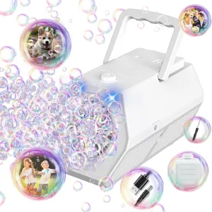 Automatic Bubble Machine Portable Bubble layout flask violin merciless cellular Blower with LED Lights /240ml Bubble Solution/10000  Bubbles Per Minute/12Holes Bubble for Outdoor/Indoor Wedding Party Birthday Gifts (Black) (White) PANACARE 