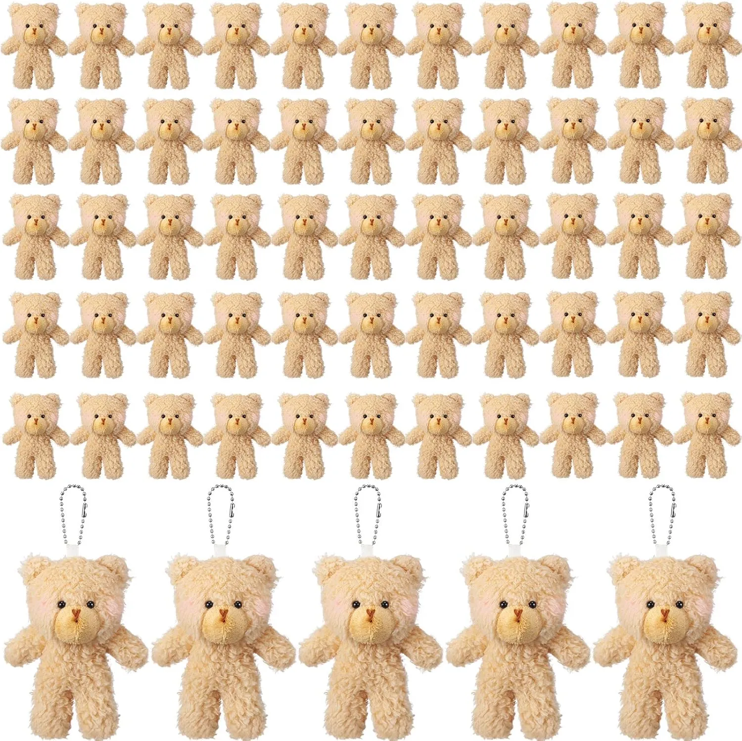 Baby Shower Small Stuffed Bear Keychain for DIY Graduation Wedding vessel blood Party(Brown) Sosation 100 Pieces 4.7 Inch Mini Plush Bear Bulk 