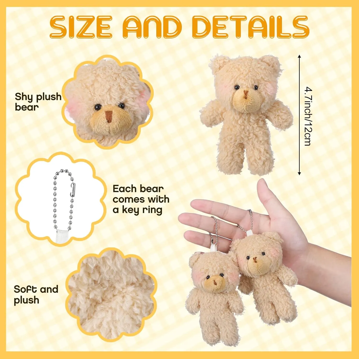 Baby Shower Small Stuffed Bear Keychain for DIY Graduation Wedding vessel blood Party(Brown) Sosation 100 Pieces 4.7 Inch Mini Plush Bear Bulk 