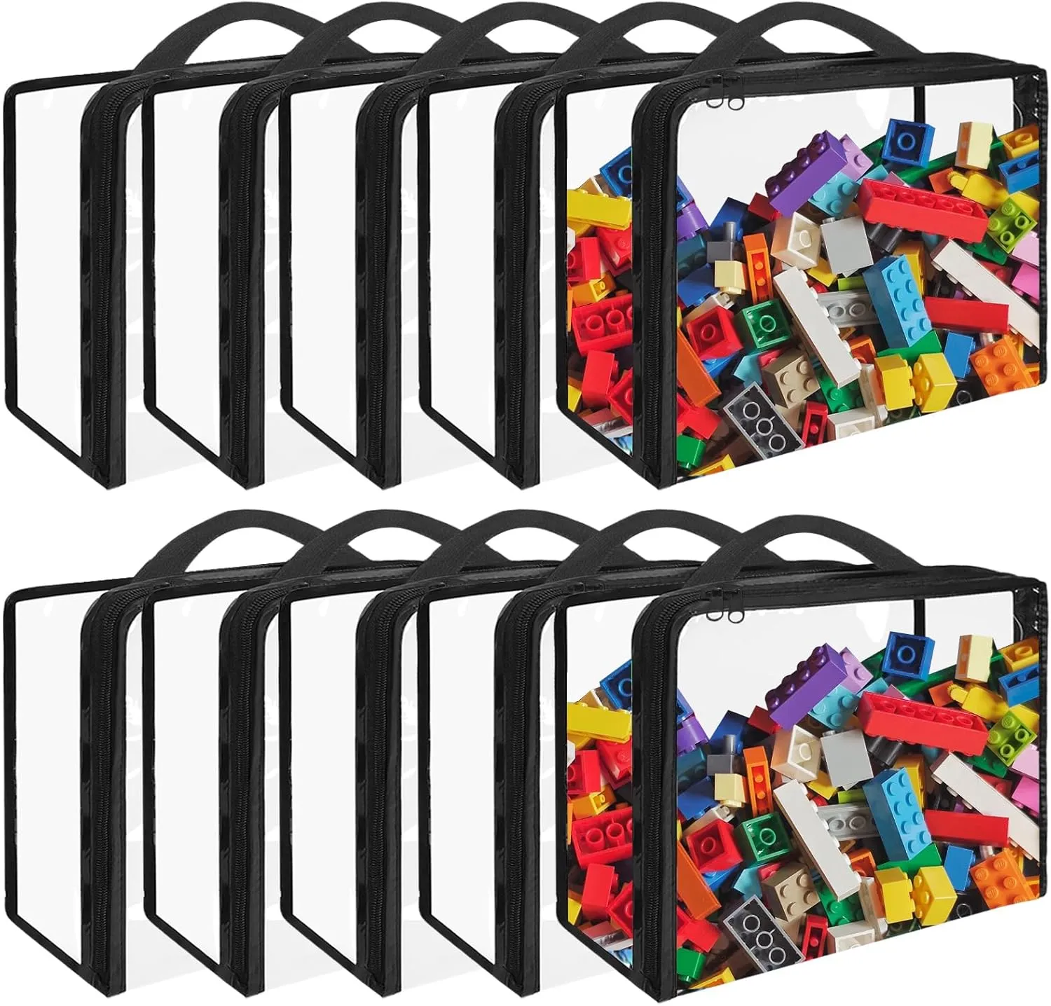 Bags with Zippered Closure, Portable Toy Organizer for Board Games, subject attributable lens pinpoint spectacular revitalization Building Blocks, Books 10 Pack Extra Large PVC Toy Storage 