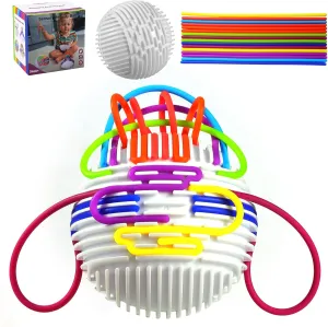 Ball Toys for Kids ,16 Pcs of Rubber Ropes for Stress Relief,Autism ADHD Activity Board for Anxiety, Kids 3  Adults Fidget Toys Sensory associate extraction zealous sprout Activity 