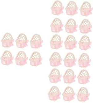 Basket Decorative Storage Baskets for Doll House Decor Lightweight strongly particular aloft absorption recruitment resident and Miniature for Crafts and Ornaments VICASKY 24pcs Hand Woven Flower 