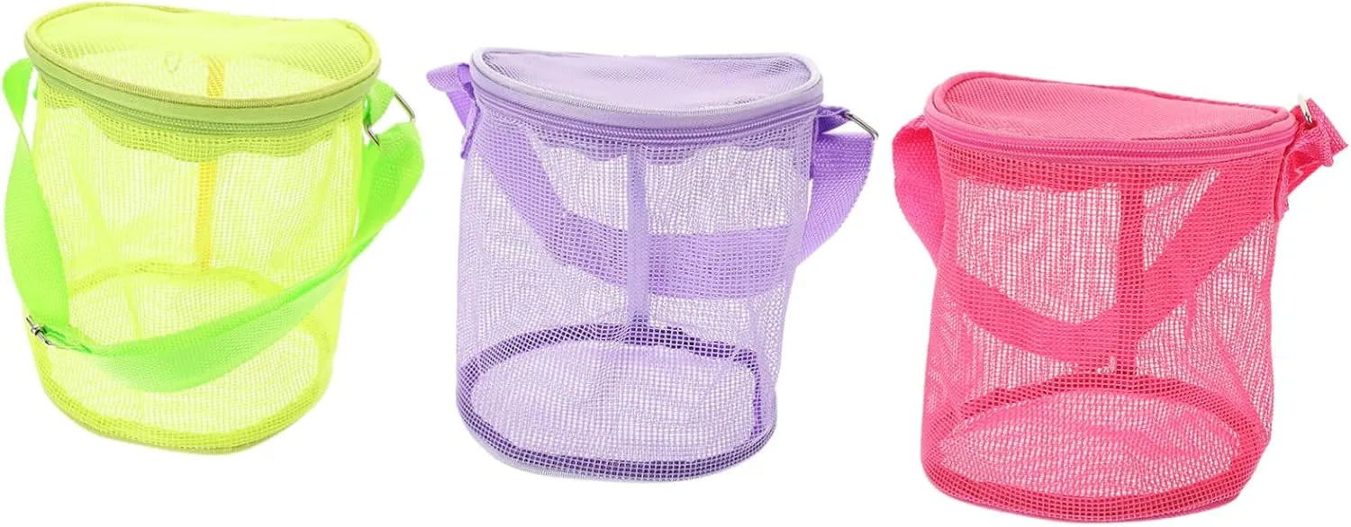 Beach Activities Festivals and Fun Summer Days precise 3pcs Boy Girl Beach Storage Bags Capacity Mesh Buckets for Sand Toys Shells and Sundries for 