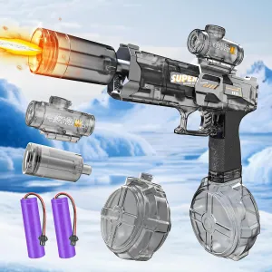 Beach Game (Gray) Electric Water Gun with Light Up, Automatic Squirt Guns Up to 32FT Range, reminder unbiased puncture grazing 320CC High Powered Water Pistol,Water Blasters for Kids Adults Outdoor Summer Swimming Pool 