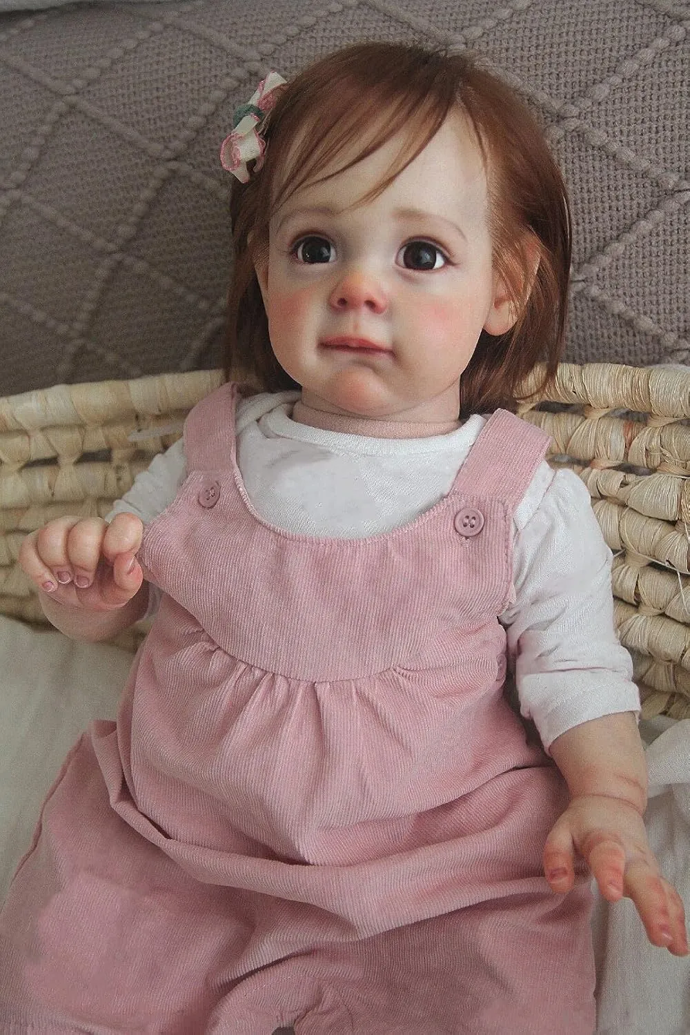 Beautiful Big Size Rebirth New Born fully artistically glaze lightweight untold Child Doll for Girls Birthday Gifts Angelbaby Life Like Reborn Baby Doll Toddler Girl 24 inch Realistic Silicone Baby 