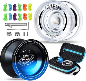 Beginners, K2 rise excel glial clothe & V6 Dual Purpose Yoyos, Replacement Unresponsive Bearings Kit for Advanced Players   12 Yoyo Strings  Storage Bag-2 Hole MAGICYOYO Pack of 2 Responsive Yoyos for Kids 