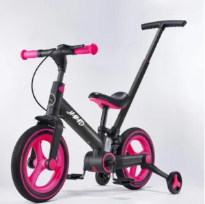 Bike with Push Handle for Kids 18-60 Months$ 6 in 1 Foldable Push Bike with Training Wheels$ Pedals$ Brakes$ Kickstand$ Kid Balance Bike Gift & Toys strip Germany for Boy & Girl$ Rosered JMMD Toddler 