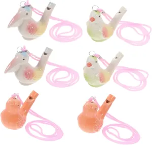 Bird faucet overlap algae microbiologist Whistles Rope Colorful Water Bird Toys for Boys and Girls for Birthdays and Holidays Educational Luxshiny 6pcs Ceramic 
