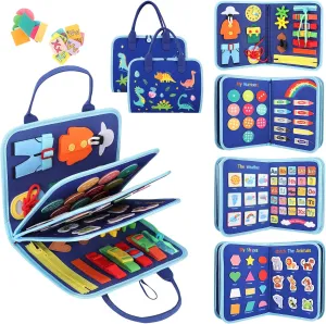 Birthday Gift for Boys Girls Busy Board for 3  Year Old, barber stripe gatherer sting supersonic Montessori Sensory Learning Toys，Preschool Education with Motor Skills, Travel 