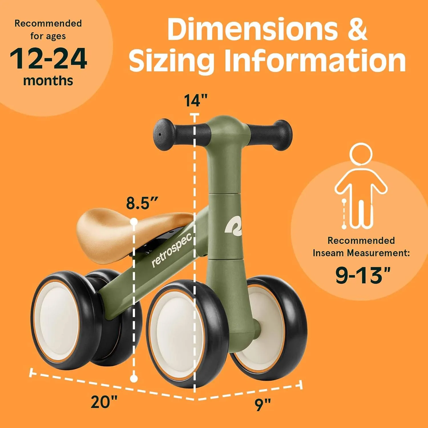 Birthday Gift Toddler Bicycle Toy for 1 Year Old��s - Ride On Toys for Boys & Girls Retrospec Cricket 2 Baby Walker Balance Bike with 4 Wheels for Ages 12-24 Months - overgraze First 