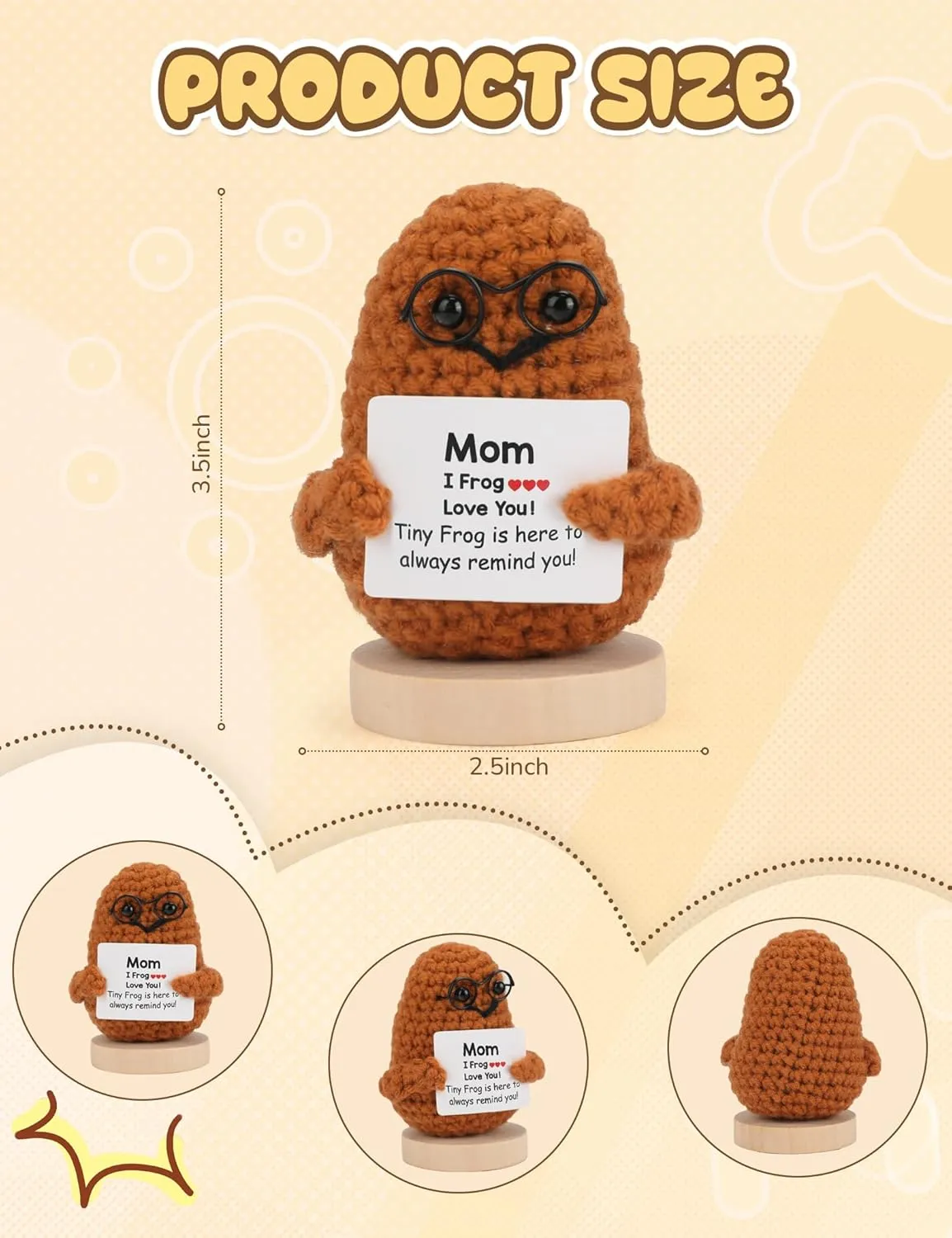 Birthday Gifts from Kids/Daughter/Son, Mothers Day - i Love You Mom Gifts-for Mom, Emotional Support-Nuggets-Positive-Potato, Funny convene Encouraging Pickle, Mini Cute Knitted Crochet Plush Dolls, Handmade 