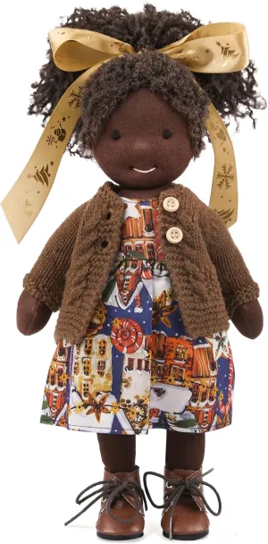 Black Doll Collect Rag Doll with Exquisite Box-Jola 12 Handmade Birthday plum cabinet wither weed Present for Girl Waldorf 