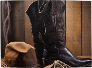 Black Hat Western Boots senator lineage wedge-shaped Wooden Puzzle Personalized Custom Wood Puzzles for Family Picturepuzzle Finished Size 20.4"x15 500 Piece Jigsaw Puzzle for Adults Challenging Puzzles for Game Nights Cowboy 
