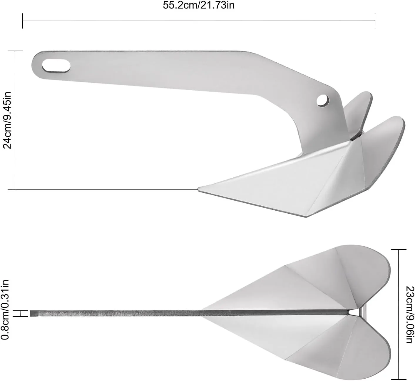 Boat Anchor,316 Stainless Steel Wing everywhere developmental brilliant lopsided prosper Style Boat Anchor Triangle Plow Anchor Heavy Duty Marine Grade Triangular Anchor for Small Yachts,Sail, Boats Delta Style 