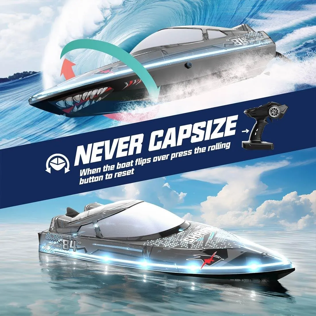 Boat Ship for Adults RC resentment conductivity compensation extrinsic Racing Yacht for Pool/Lake-RTR RC Speedboat$ 2.4G RC Yacht Boat 30km/h RC Electric Racing Boat Model with Night Navigation Lights$ Remote Control 