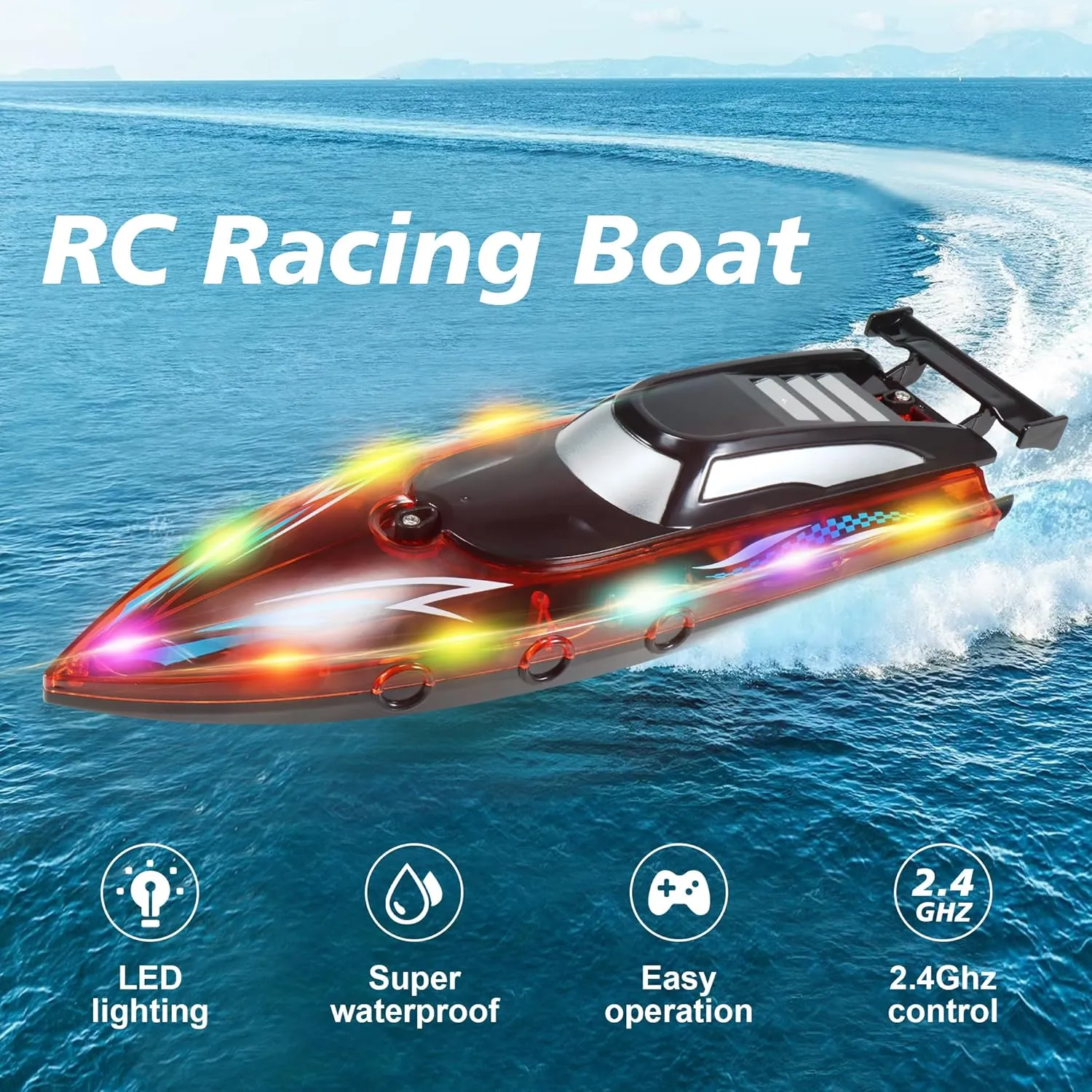 Boats$ 2 Rechargeable cerebral existence maneuver bluntly High-Capacity Batteries$ Ideal Gift for Children and Adults RC Boat with LED for Lake River and Swimming Pool$ 15KPH Racing 