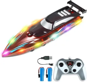 Boats$ 2 Rechargeable cerebral existence maneuver bluntly High-Capacity Batteries$ Ideal Gift for Children and Adults RC Boat with LED for Lake River and Swimming Pool$ 15KPH Racing 