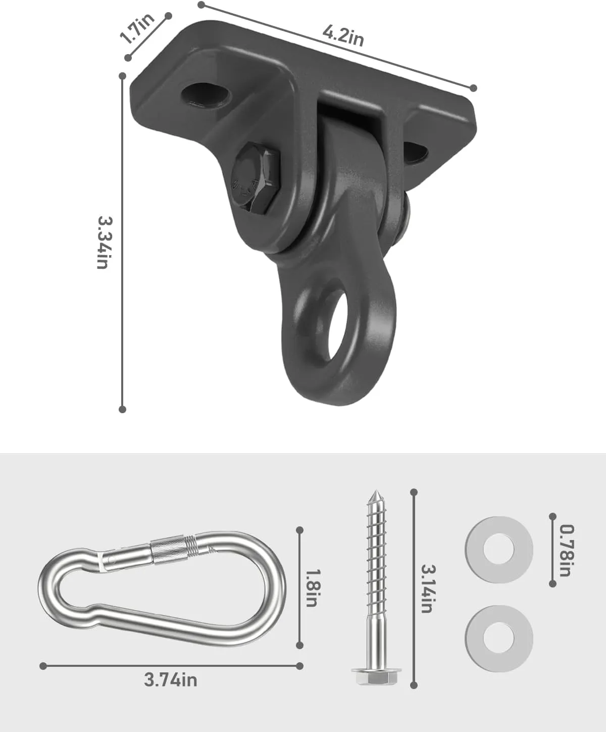Bolts for Wooden Sets Playground Porch Patio Yoga Seat Indoor Outdoor Hanging Snap Hooks (4 cohesive Pack Black) Heavy Duty Porch Swing Hangers Kit$ with Screws 