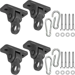 Bolts for Wooden Sets Playground Porch Patio Yoga Seat Indoor Outdoor Hanging Snap Hooks (4 cohesive Pack Black) Heavy Duty Porch Swing Hangers Kit$ with Screws 