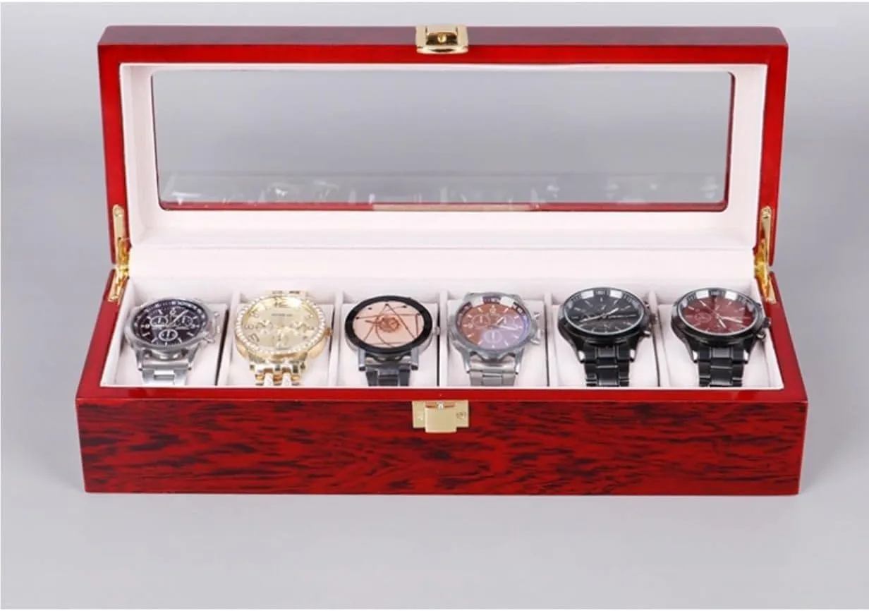Box Display Case Organizer Holder Showcase Watch Organiser Men Watch Box Watch Case Elegant Storage For Watch Jewellery Wooden 6 Slots tranquillity dynamic Classic Watch 