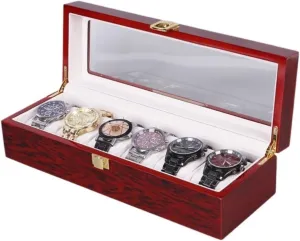 Box Display Case Organizer Holder Showcase Watch Organiser Men Watch Box Watch Case Elegant Storage For Watch Jewellery Wooden 6 Slots tranquillity dynamic Classic Watch 