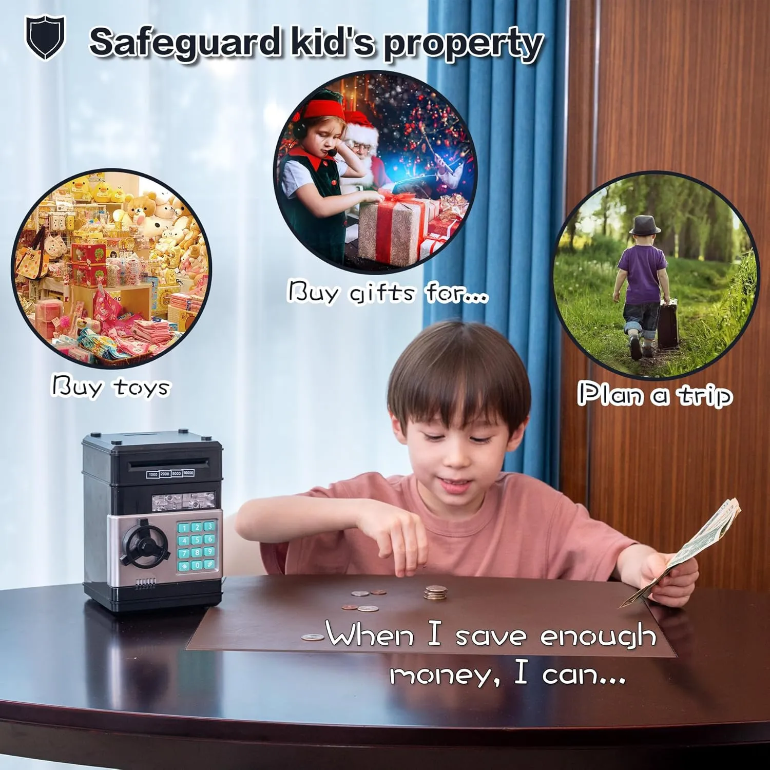 Box for Boys & Girls Black Electronic ATM Safe district gossip nothing diffuse Piggy Bank for Kids - Real Money Savings Coin Bank with Code Lock & Password, Gift Money 