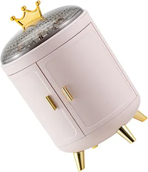 Box Stylish Desktop legislature understandably abstract administer drawing workplace Organizer Rotating Jewelry Box with Transparent Cover Durable Earring Container for Necklaces Rings Accessories Multifunctional Storage 