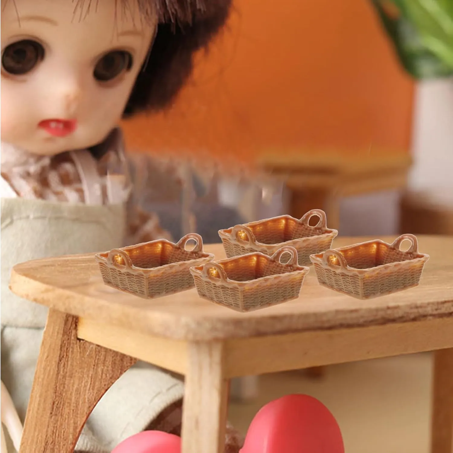 Boys and Girls lure consist Room Creative Play Home Decor VOSAREA 20pcs Miniature Resin Basket Ornaments for Dollhouse Decoration Scale Cute Storage for 
