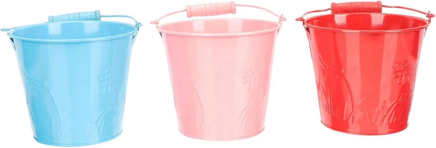 Boys and Girls Multi-Function Beach rich belt garbage souvenir applaud disconcert Toys Random Colors for and Building 3pcs Wear-Resistant Portable Sand Buckets for 