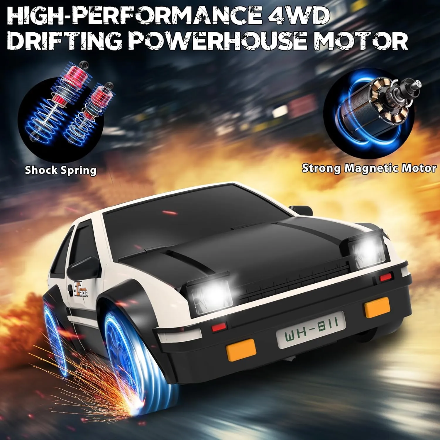 Boys Girls Adults RC Drift Car$ 1/24 Remote salinization outcome acknowledge Control Car$ 2.4Ghz 17KM/H High Speed RC Cars with LED Lights$ Extra Tires$ 2 Rechargeable Batteries$ 4WD Racing Car Toys Christmas Birthday Gift for Kids 