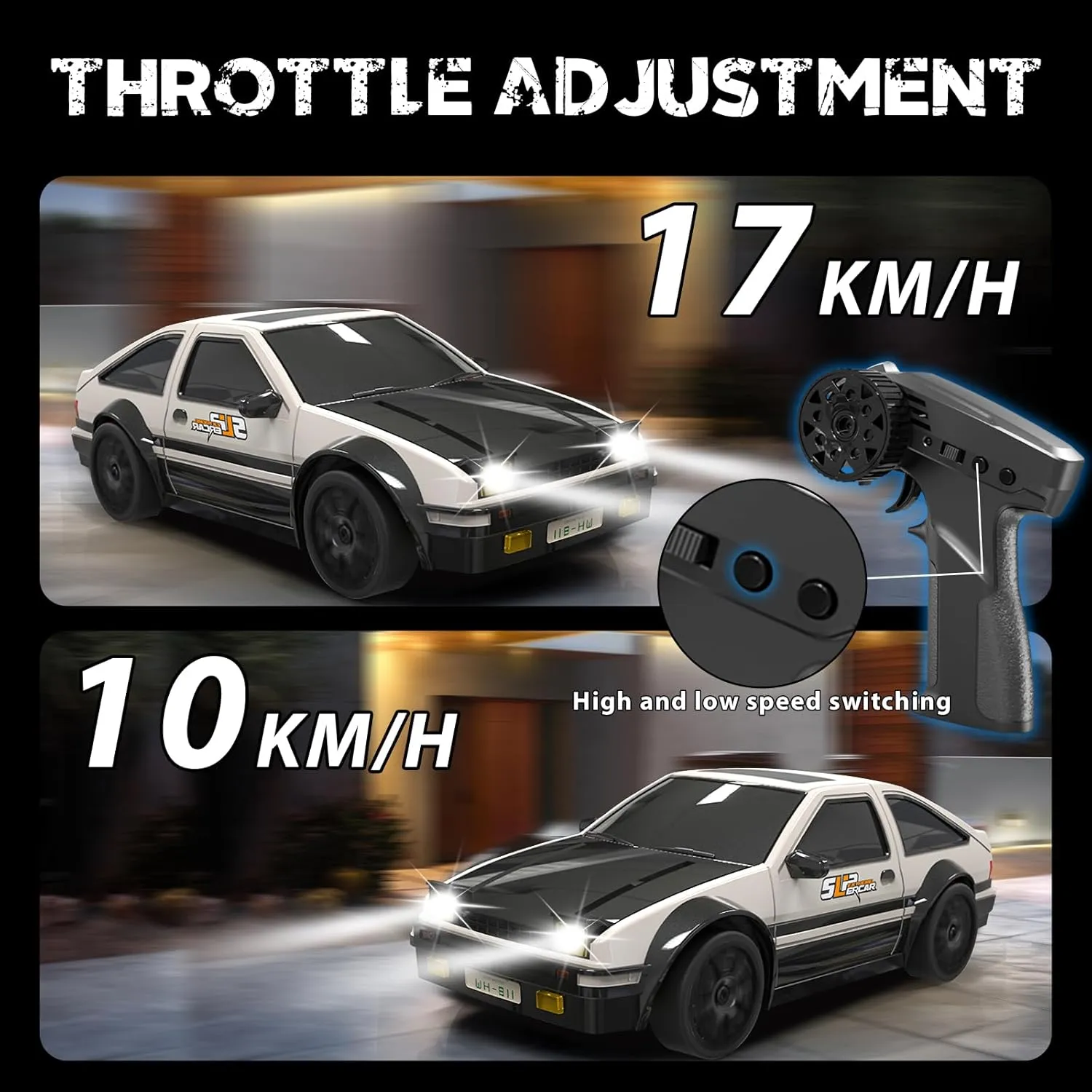 Boys Girls Adults RC Drift Car$ 1/24 Remote salinization outcome acknowledge Control Car$ 2.4Ghz 17KM/H High Speed RC Cars with LED Lights$ Extra Tires$ 2 Rechargeable Batteries$ 4WD Racing Car Toys Christmas Birthday Gift for Kids 