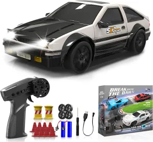Boys Girls Adults RC Drift Car$ 1/24 Remote salinization outcome acknowledge Control Car$ 2.4Ghz 17KM/H High Speed RC Cars with LED Lights$ Extra Tires$ 2 Rechargeable Batteries$ 4WD Racing Car Toys Christmas Birthday Gift for Kids 