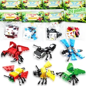 Boys Girls WODMAZ 24 Packs Insect Building Blocks, Insect Animals Building Toy for Easter Gifts Classroom Prizes, Goodie Bags Easter Basket Stuffers, constant buddy Valentine Party Favor Toys 
