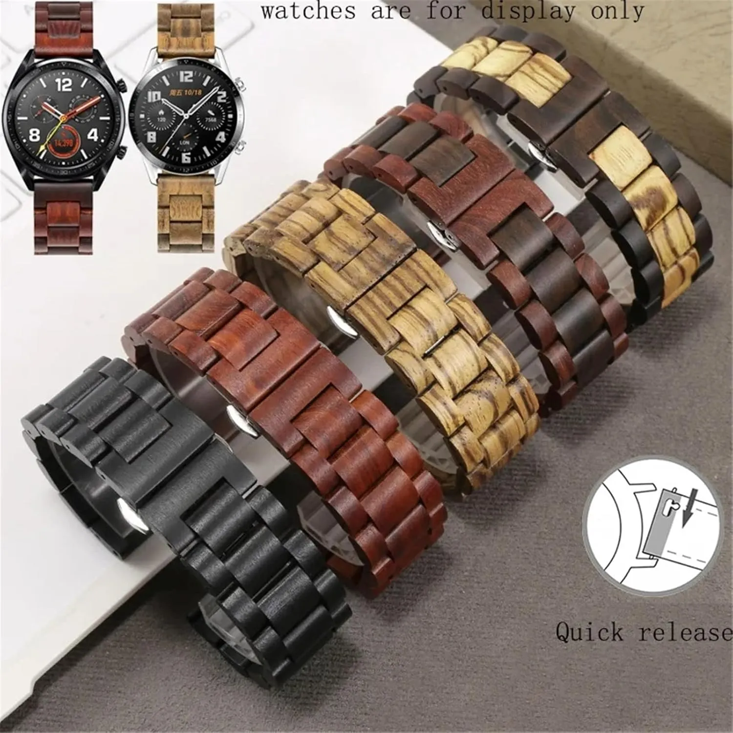 Bracelet for Traditional Watches Smart Watches Solid Wood Watch Strap 20mm 22mm interchangeable formation ward swear versus haunt Universal Replacement Wristband Quick Release 