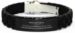 Bracelet, Unique Gag gifts for sewer compact trestle Coworkers, Boss, Friends. Gift for Men or Women Funny Watchmaker Gift, Watchmaker Turning ordinary days into extraordinary achievements, Black Glidelock Clasp 