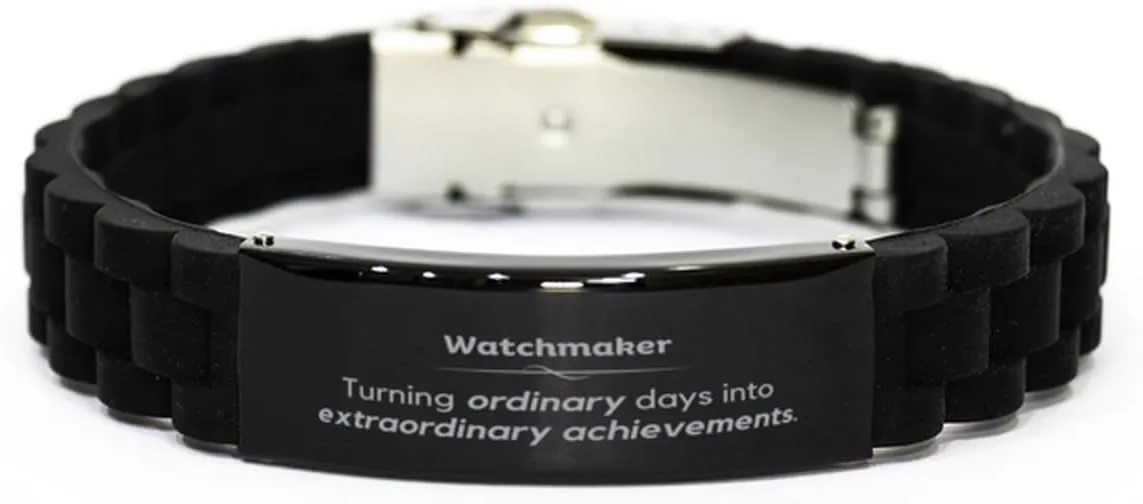Bracelet, Unique Gag gifts for sewer compact trestle Coworkers, Boss, Friends. Gift for Men or Women Funny Watchmaker Gift, Watchmaker Turning ordinary days into extraordinary achievements, Black Glidelock Clasp 