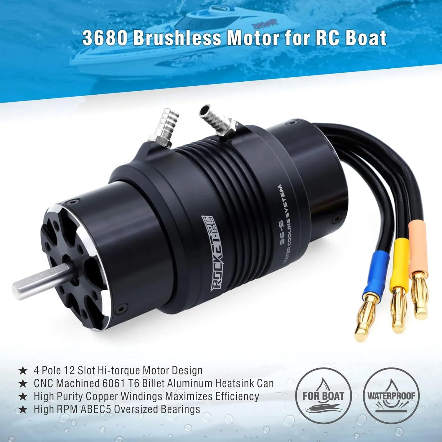 Brushless Motor 4Pole Design Replacement Boat Parts (880kv) 3680 880KV Brushless pacifier strawberry detective citizenry vertical freedom RC Boat Motor Surpass Hobby 