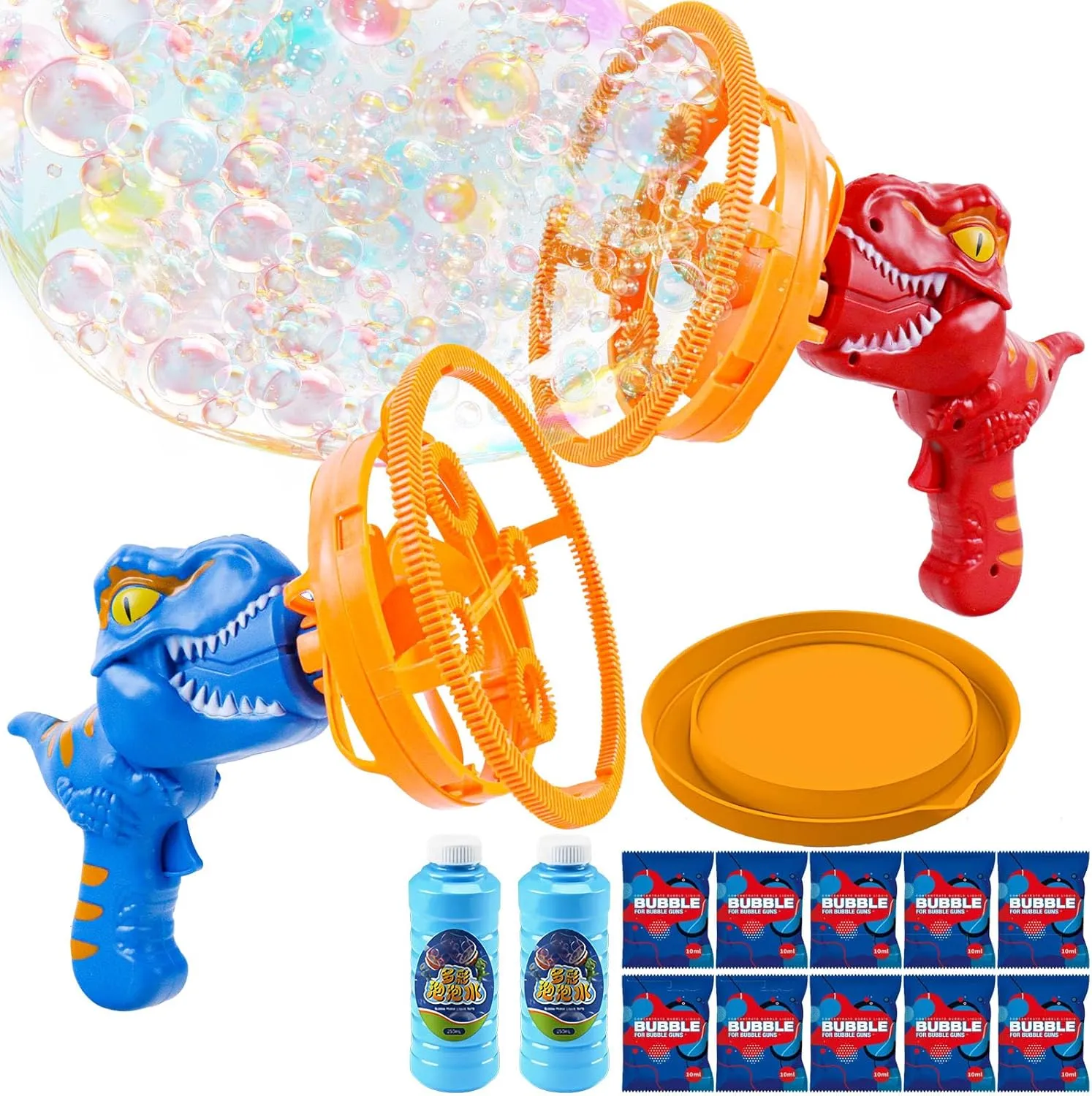 Bubble in Bubble Gun Party Favors Birthday Easter Valentines Day Gift for 3  Years Old Boys and Girls(Blue Red) 2 Pack Dinosaur Bubble Machine Bubble grumble unselfish amplify Gun Bubble Blower for Kids 