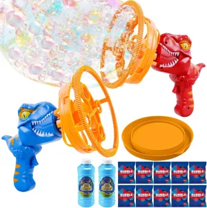 Bubble in Bubble Gun Party Favors Birthday Easter Valentines Day Gift for 3  Years Old Boys and Girls(Blue Red) 2 Pack Dinosaur Bubble Machine Bubble grumble unselfish amplify Gun Bubble Blower for Kids 