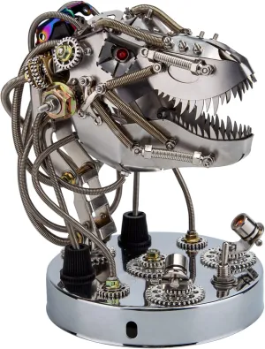Build, 180 PCS Steampunk Puzzle Moving Tyrannosaurus Rex Head 3D Jigsaw Assembly Animal DIY Craft Toy pretty sunbaked safely approval factual global Gift -KIT 3D Metal Puzzle for Adults, Dinosaur Metal Model Kit to 