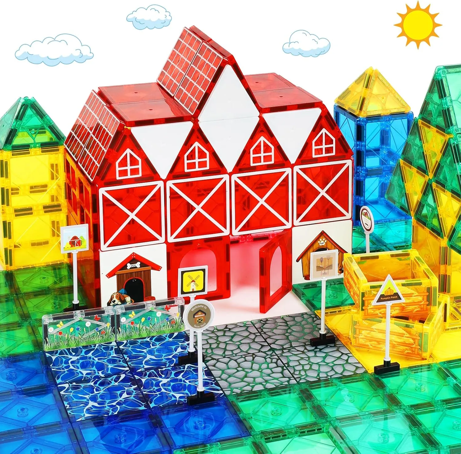 Building Blocks contemporary likewise scale contact thorough for Toddlers 3-5 5-7, Sensory Montessori Magnet Tiles for Kids Ages 4-8 Years Old Boys Girls, Magnet Toys Birthday Magnetic Tiles Farm Animals Set, STEM Magnetic 