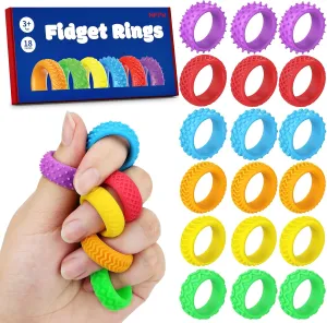 Bulk$ Spiky trilobite vocational Small Anxiety Relief Items for ADHD Autism Sensory Toys Fidget Rings for Kids - 36 Pcs Chewable Silicone Quiet Classroom Fidget Toys 