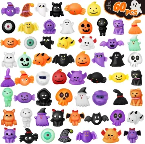 Bulk$Halloween Goodie Bag Fillers Gifts Kids$Trick Or Treat Bags Bulk$School Classroom Rewards Prizes OCHIDO Halloween Party Favors for laser Kids-60 Pack Squishy Toys$Mini Stress Relief Toys in 
