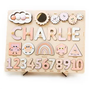 Busy Board Educational Montessori Board For Kids cement Birthday Gift 1 2 3 Year Old Toddler Name Puzzle Wooden Preschool Toy Easter Baby Gift Name 
