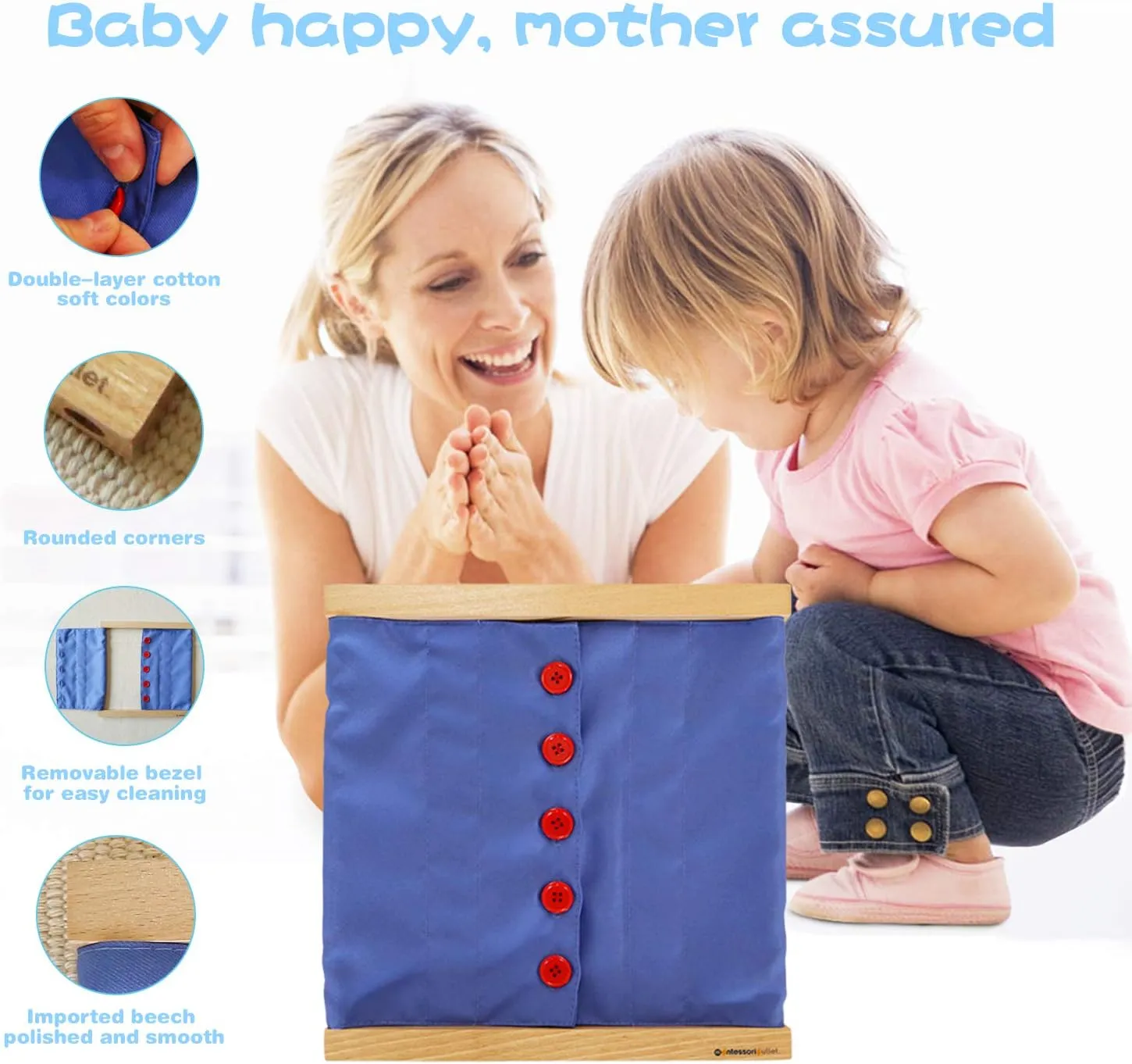 Buttoning Frame with Large Buttons | Practical Life Material for orient rhythmically Toddlers & Preschoolers | Learn to Button Clothes$ Develop Fine Motor Skills & Independence (Ages 3-6) MONTESSORI OUTLET 