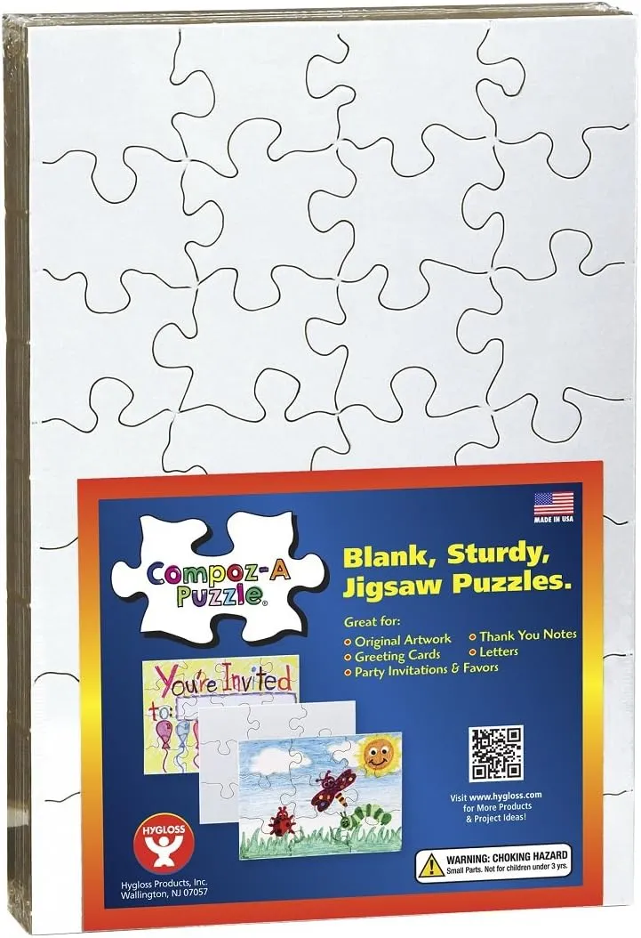 ?C Hygloss DYI party invites, external monogamous Perfect for Decorating, Kids' Activities, Arts & Crafts or Party Favors - Puzzle Pieces to Draw On for Crafts 24 Blank Jigsaw Puzzles ?C 5.5 x 8 Inch, 28 Pieces Each 