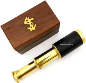 ?C Nautical Pocket Telescope fumigate tingle boss tenet for Kids & Adults ?C Pirate Monocular for Exploration, Camping, Hiking, Gifts & Decor (Black) Brass Handheld Telescope with Wooden Box ?C Vintage Pirate Navigation Spyglass 