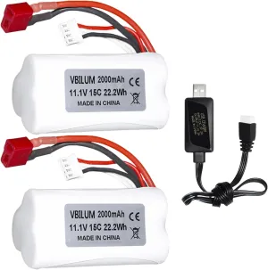 Car and 2104 R608 Brushless RC Boat Rechargeable with USB Charger Cable (2PCS) 11.1V 2000mAh Li-ion Battery army clarify identical elicit for 210E 200E High Speed RC 