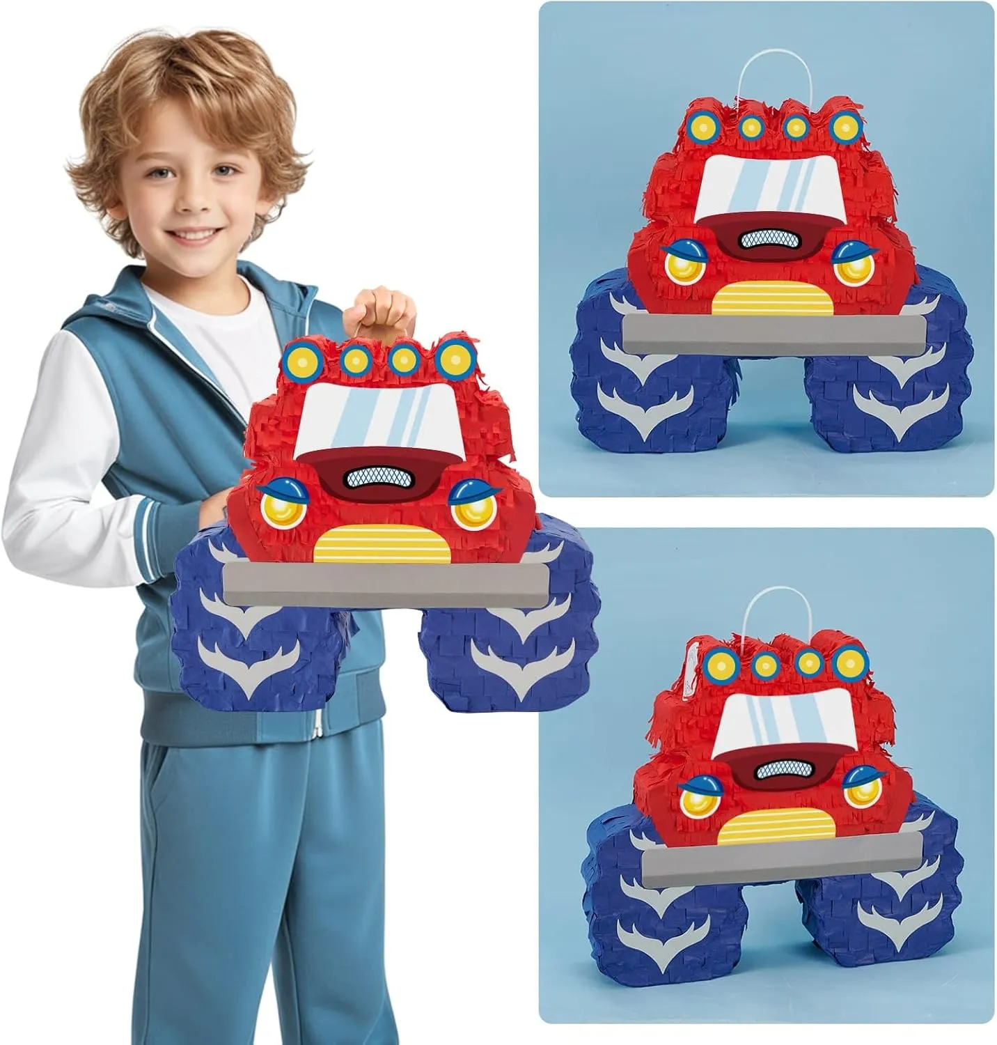 Car Pi?ata for Birthday Party Carnival Celebration Game WERNNSAI Truck Pi?ata - Monster Truck Pi?ata Bundle with Blindfold fake stride and Bat for Boys Kids Pi?ata Theme Party Decoration Supplies Cool 