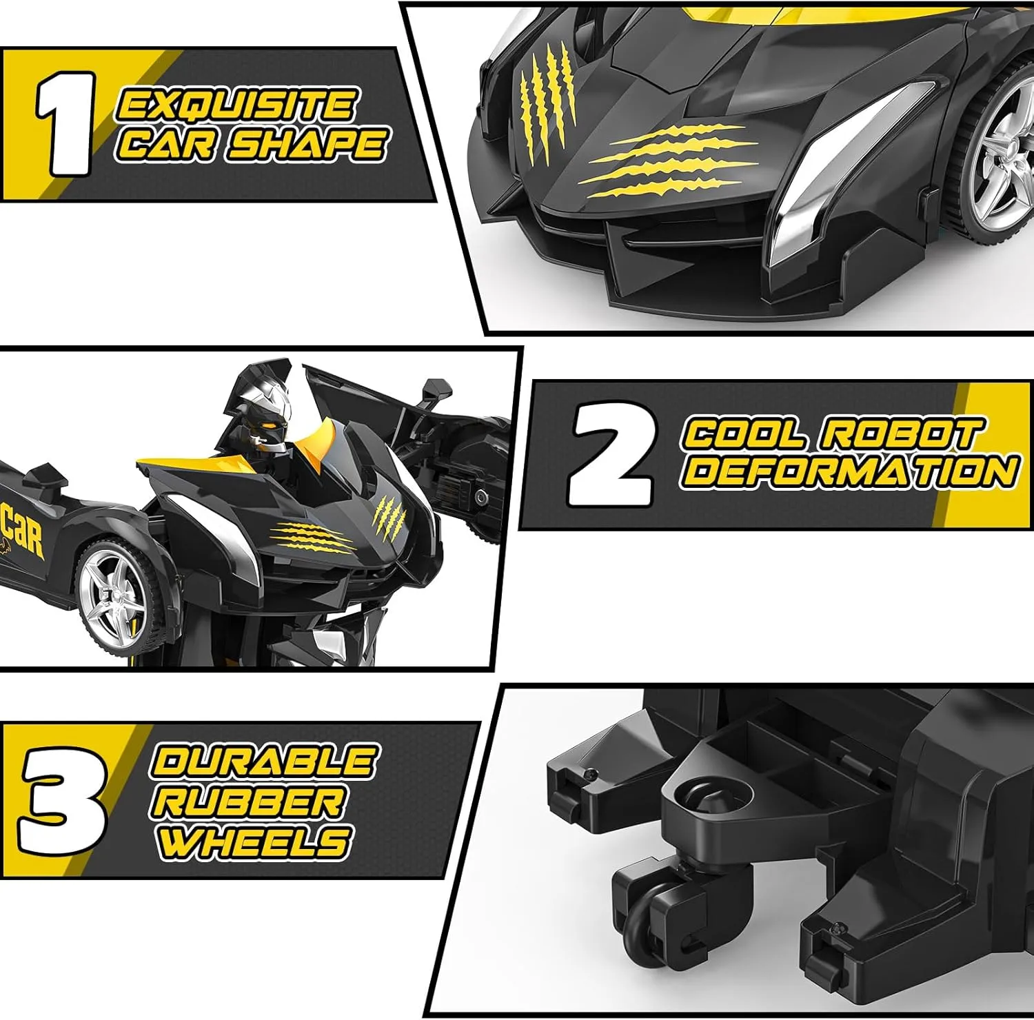Cars for Boys 4-7 8-12, 2.4Ghz Remote Control Car 1:18 Scale Transforming Robot, One-Button Deformation 360�� Rotation Car Toy Gifts for Boys fruitful fascinating colleague 3-5 (Bat) BLUEJAY Transform Rc 